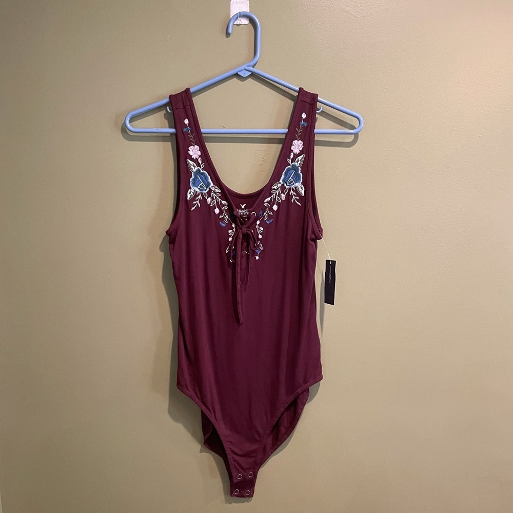 NWT AMERICAN EAGLE MAROON ONE PIECE BODY SUIT Sz MEDIUM - Picture 2 of 7